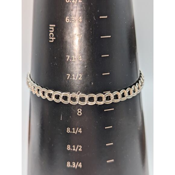 925 Sterling Silver Double Curb Link Chain 5mm 8" Charm Bracelet - Picture 3 of 8